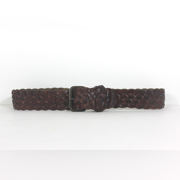 1970’s Wide Thick Vintage Dark Brown Woven Braided Leather Belt Adjustable Mens - Picture 5 of 8